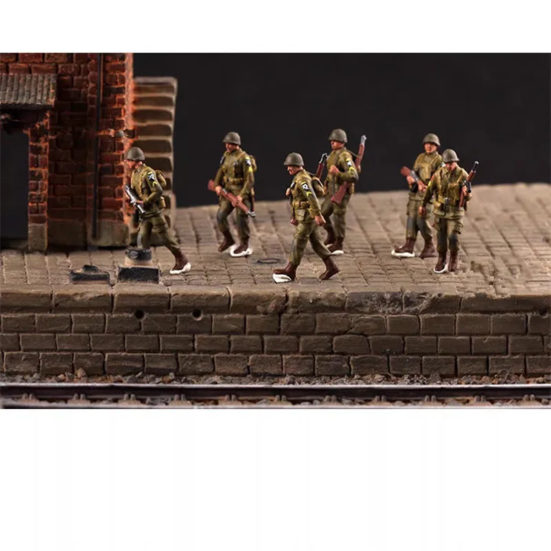 1:72 modelo de resina de impressão 3d pintada, 6 peças, grupo de marcha militar dos eua, figura de ação, brinquedos de soldado, coleção de acessórios de cena diy