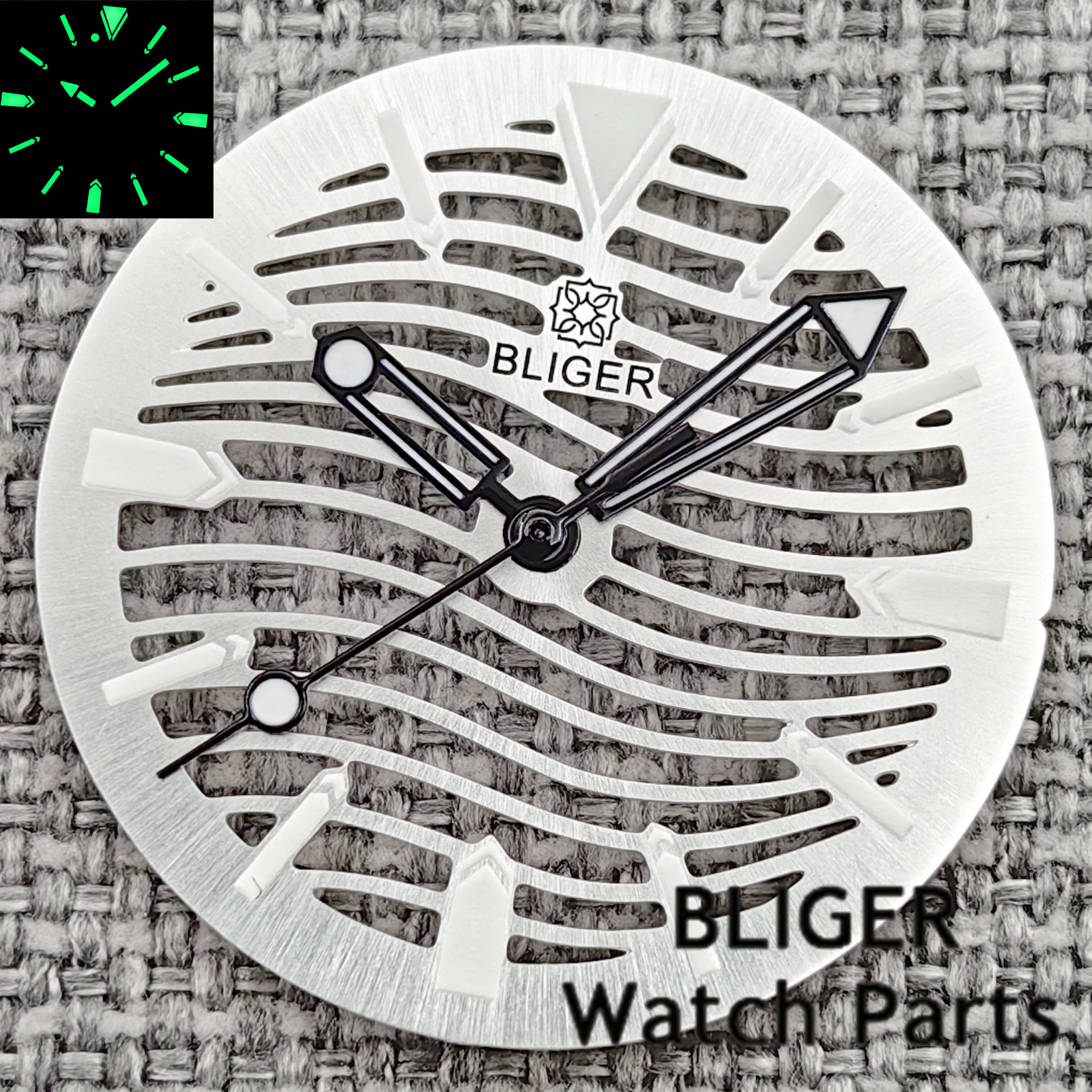 BLIGER New 2025 Men Hollow-out Watch Dial And Skeleton Hands Fit 29mm Silver Dial C3 Green Luminous Fit NH70 NH72