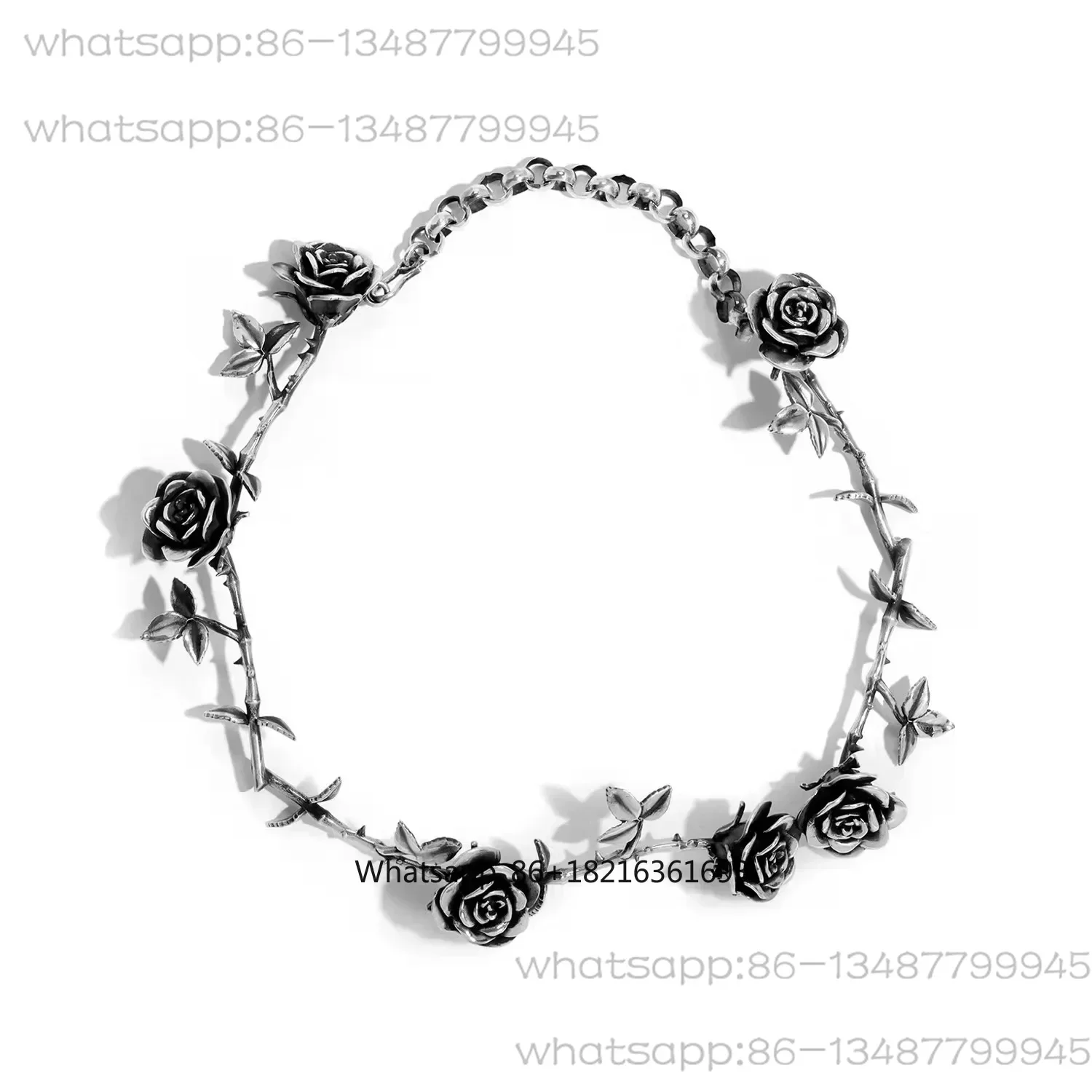 

French retro rose thorn necklace old ins concave shape niche design simple light luxury collarbone chain for men and women