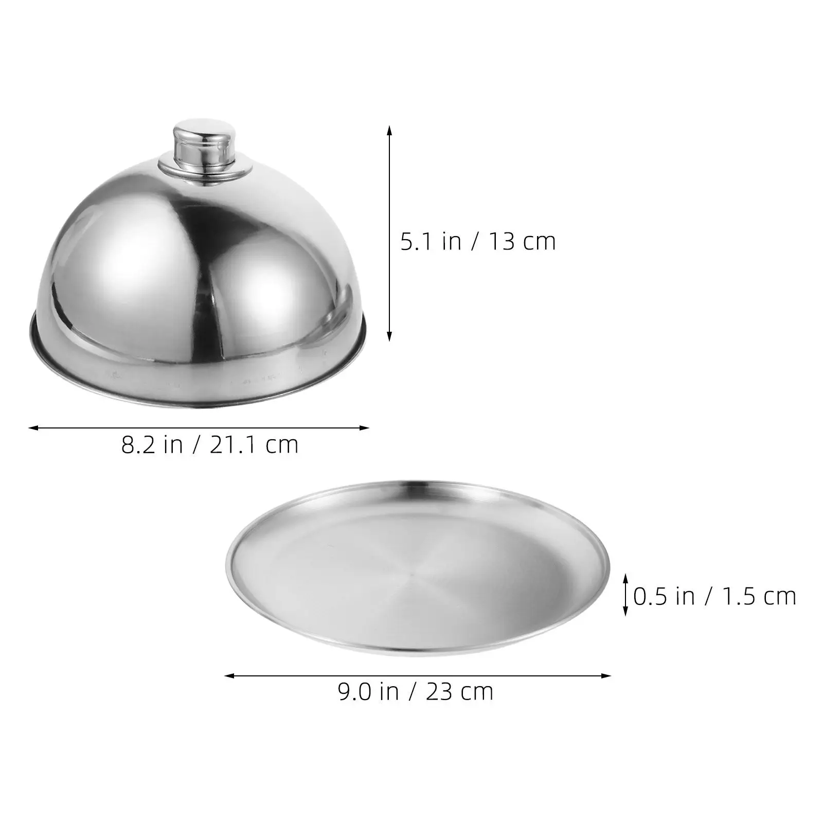 Stainless Steel Food Dome Cover 9 Inch Round Basting Dome Lid for Restaurant Buffet Serving Plate Dish Cover Metal Food Covers