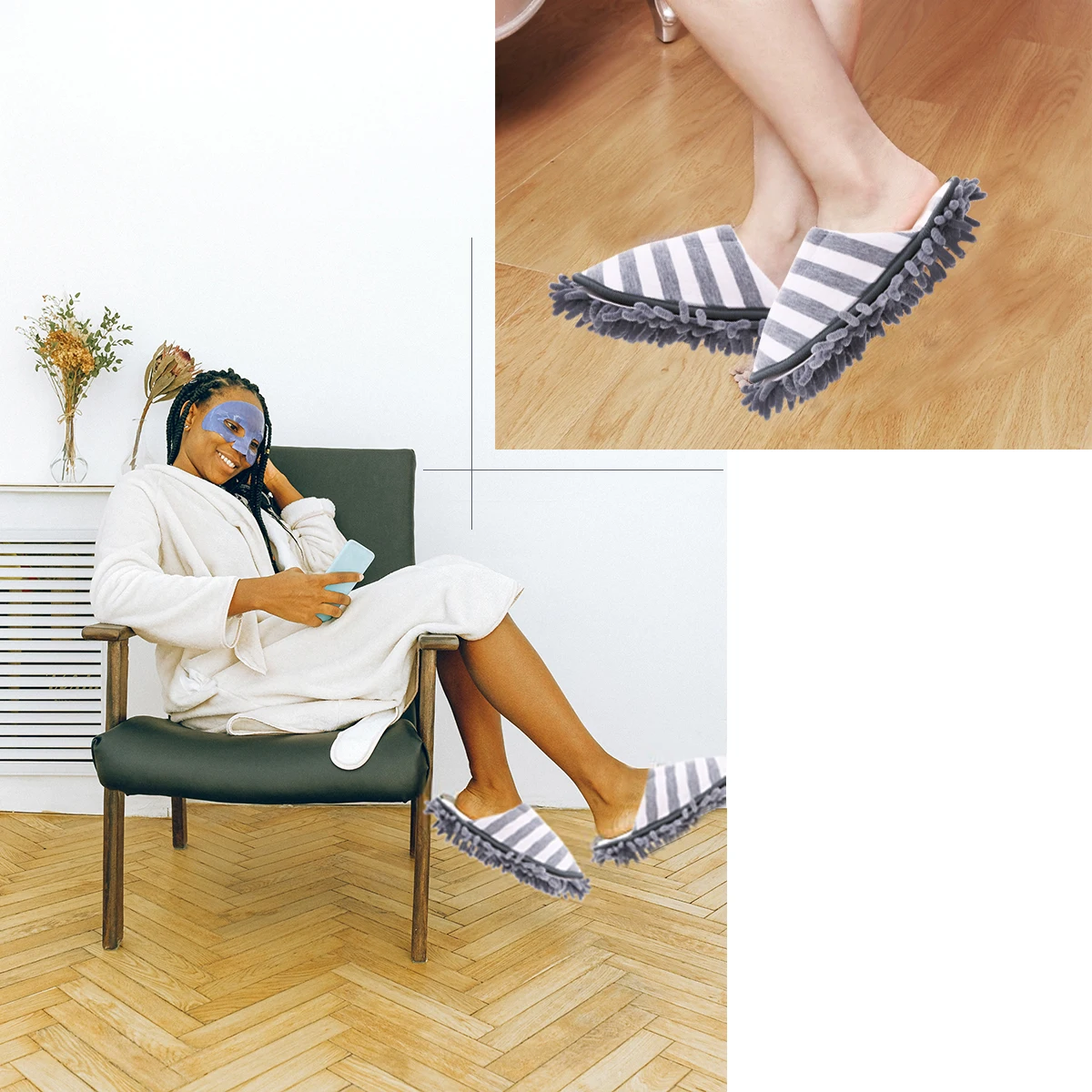 

1 Pair Chenille Slippers Floor Clean Shoe Covers Household Cleaning Tools Dust Mop Slippers For Hardwood Tile Floors Easy