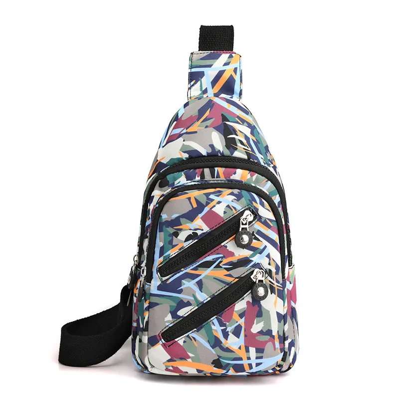 

New Fashionable Printed Chest Bag Simple and Lightweight Nylon Shoulder Bag Waist Bag Leisure Travel Crossbody Backpack Unisex