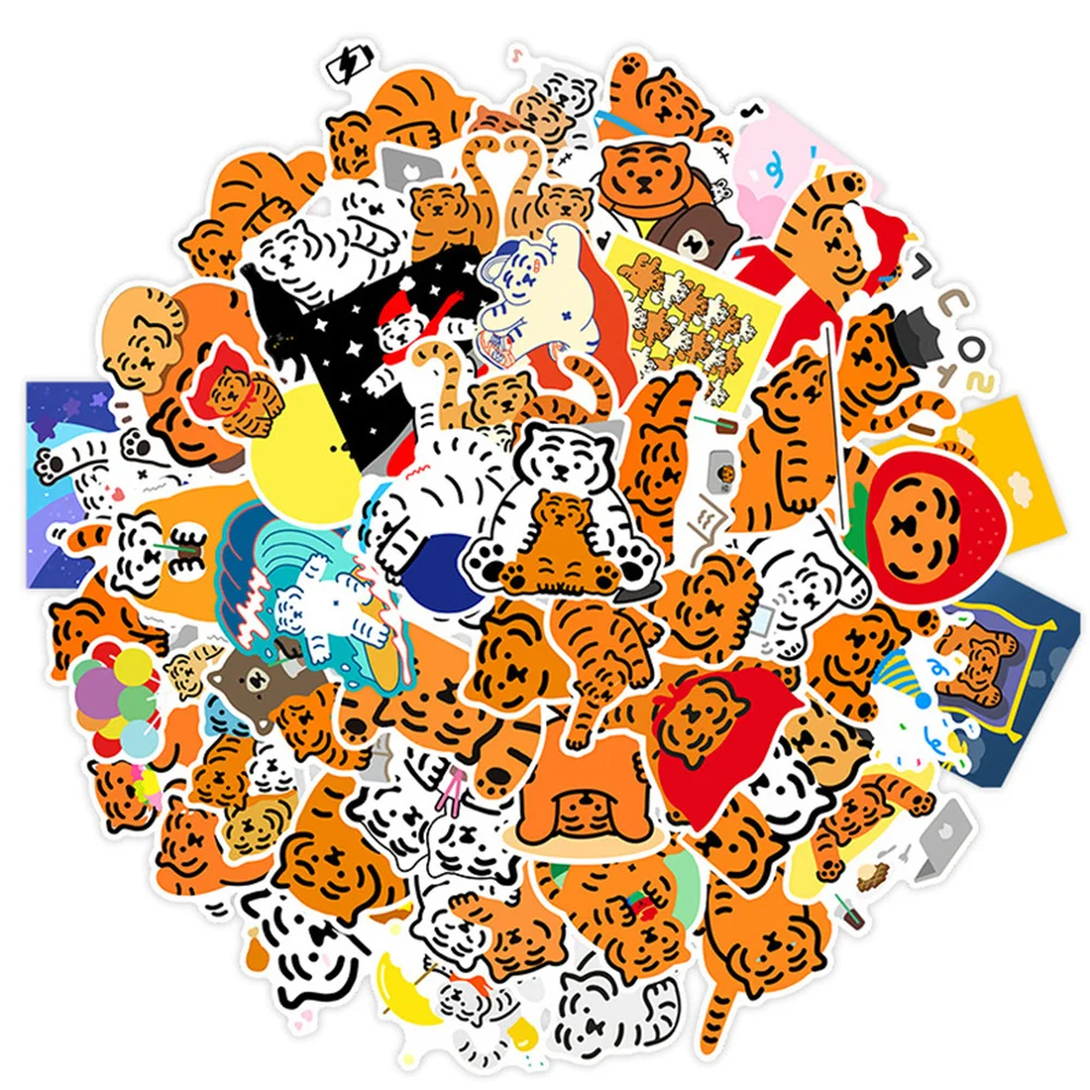 50PCS Muzik Tiger Cute Cute Tiger Hand Account Waterproof Luggage Car Supplies Stickers