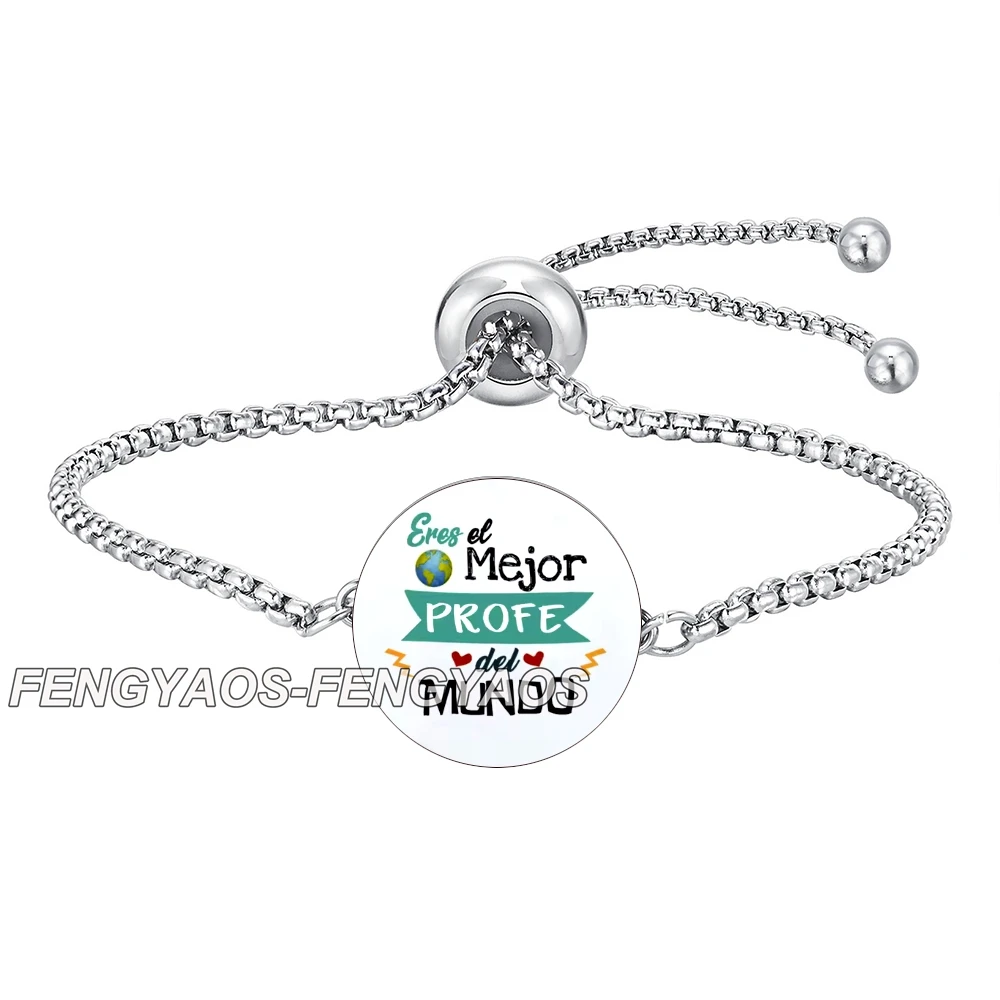 Stainless Steel Spanish The Best Teacher Bracelet Lovely Gift for Teacher's Day Best Gifts for Graduation Season