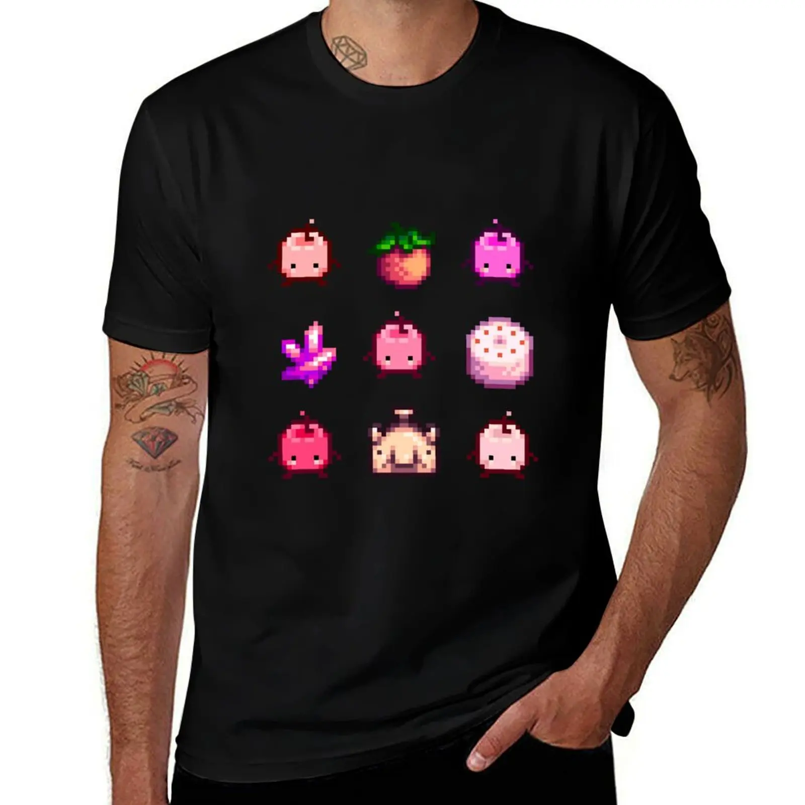 

Stardew Valley Pink Junimo Set футболка для мужчин винтажная футболка с графическим принтом на заказ