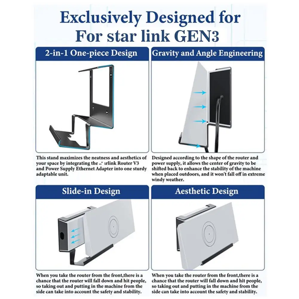   Suporte de metal para roteador starlink gen3, antiferrugem, antioxidação, aumenta a estabilidade da máquina para suporte interno rv