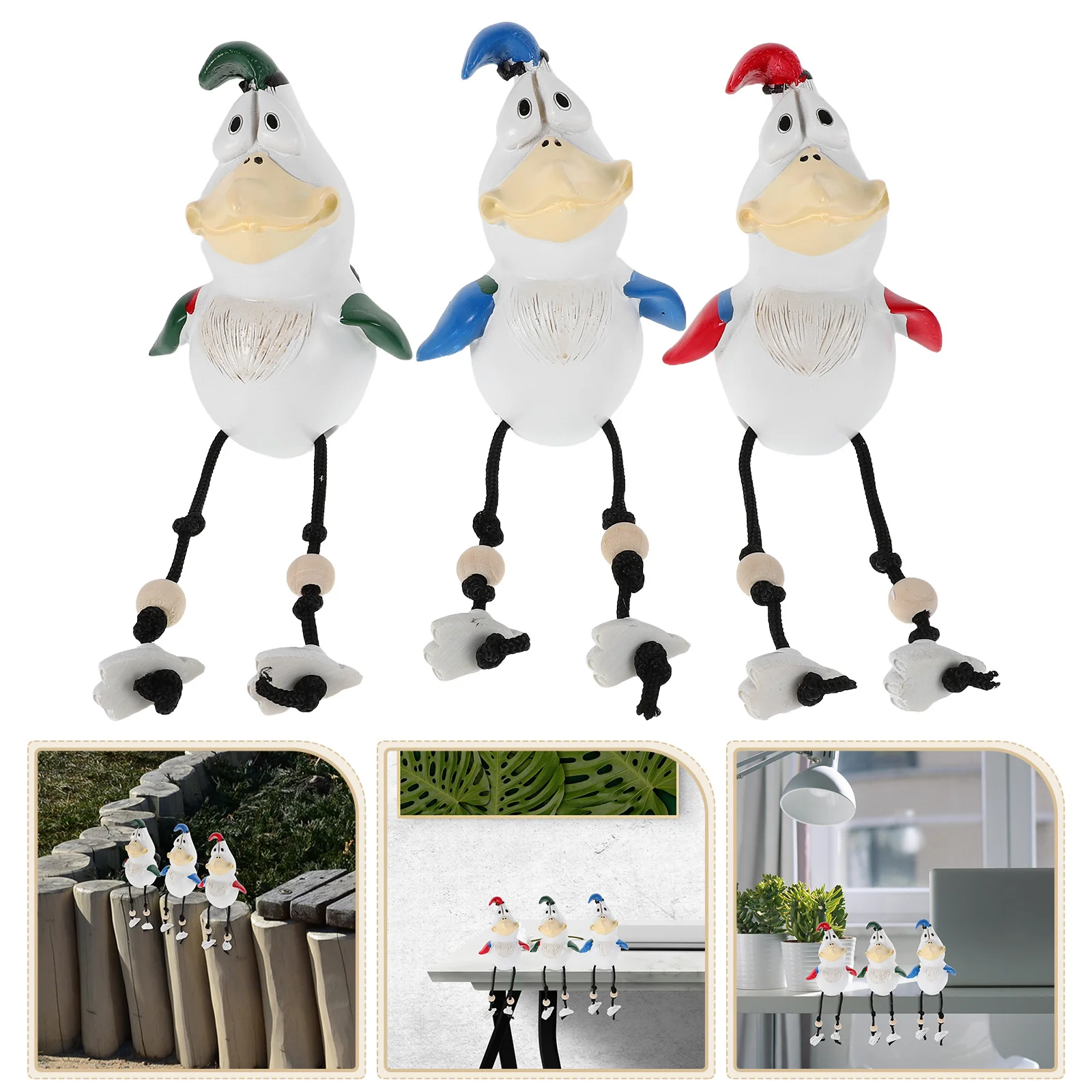 

3Pcs Funny Chicken Garden Statue Resin Balcony Patio Ornament Weatherresistant Whimsical Design Outdoor Decor Balcony Decoration