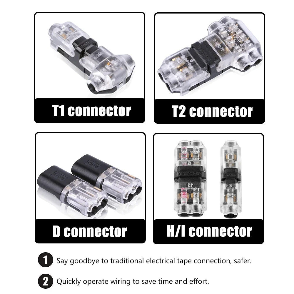 5/10 Stück 2-poliger steckbarer Drahtverbinder, Schnellverbinder für elektrische Kabel, Crimpklemmen für Drähte, Verkabelung, 8–22 AWG, LED-Autoanschlüsse