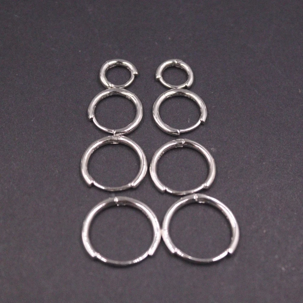 

Real Solid 925 Sterling Silver Hoop Men Women Lucky Glossy Circle Earrings 9-18mm For A Pair