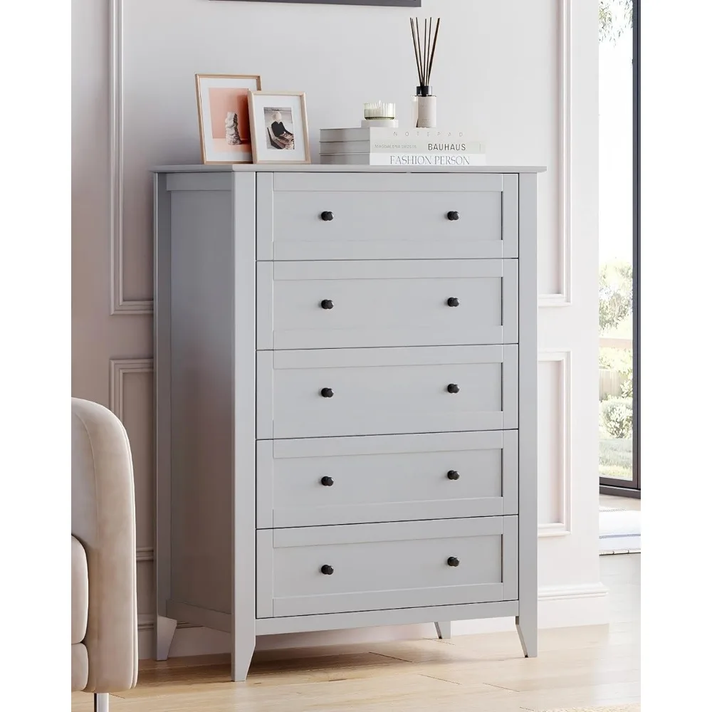 

5 Chest of Drawer Dresser, Wood Storage Organizer Cabinet with Drawers for Bedroom, Tall Dresser Nightstand for Livin