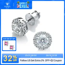 0.3-1CT D Color Moissanite Halo Earrings 925 Sterling Silver Stud Earrings for Women GRA Round Cut Lab Diamond Wedding Jewelry