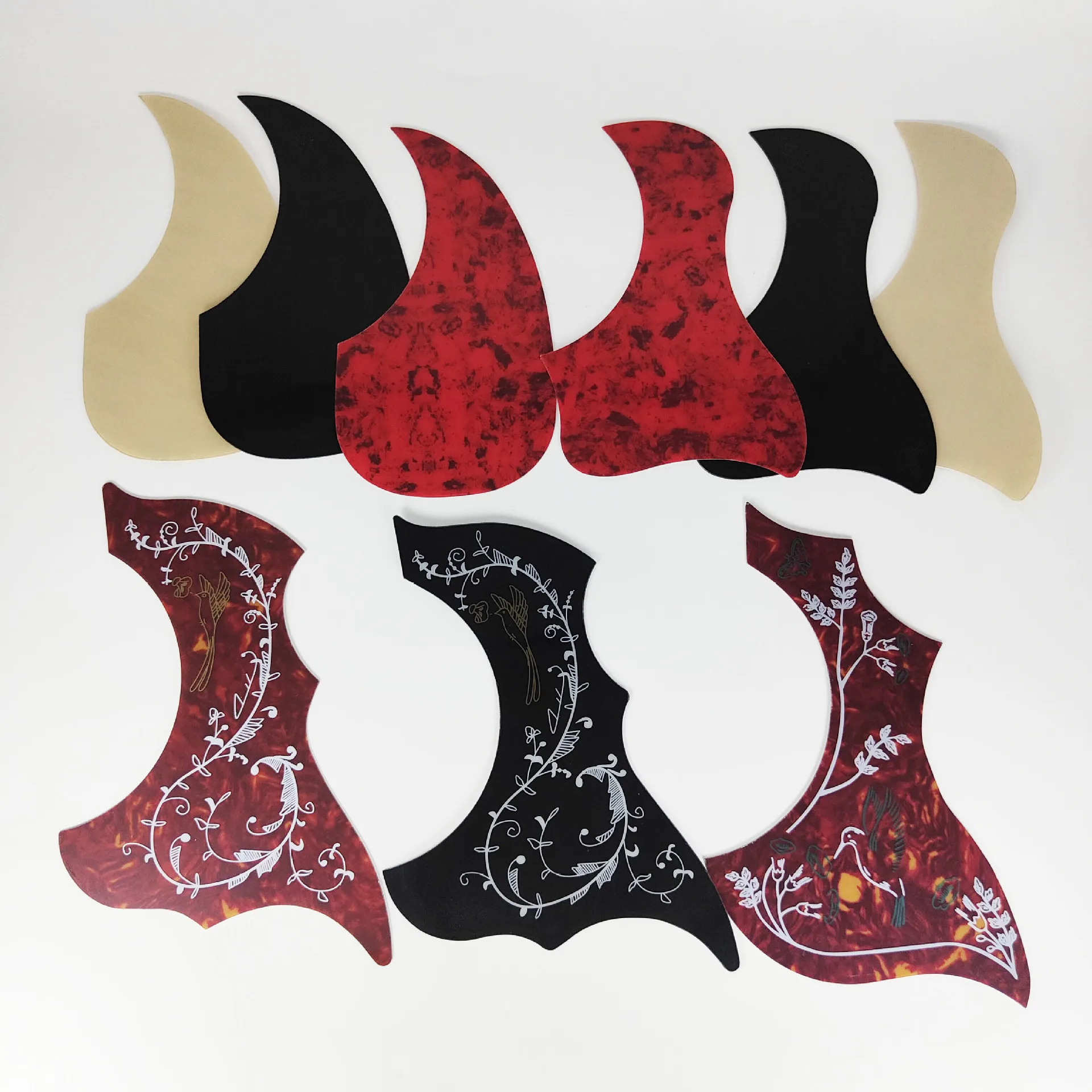 9Pcs Acoustic Guitar Pickguard Set Self-Adhesive Decorative Protective Scratch Guard for Folk Guitar Anti-Scratch Panel