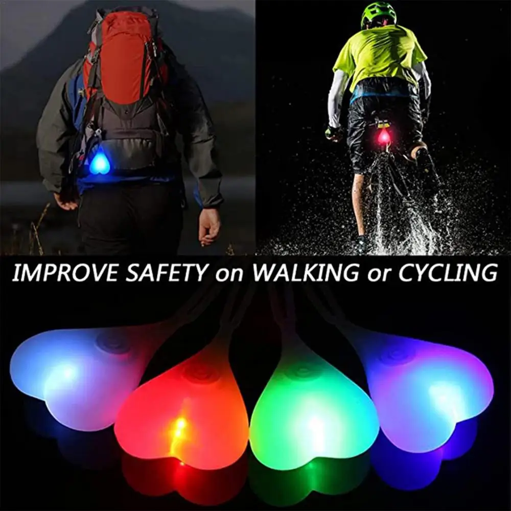 Riding Cycling Waterproof LED Lamp 4 Color Heart Ball Safety Warning Light Creative Silicone Bike Rear Taillight