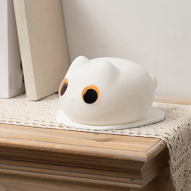 TKOH-Cat Luce notturna in silicone USB ricaricabile da scrivania Comodino Lampada da notte per dormire Luce notturna regalo di compleanno per animali domestici