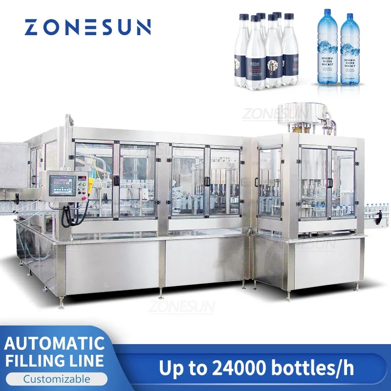 ZONESUN ZS-AFM 24000BPH Riempitrice per bottiglie in PET completamente automatica Acqua minerale Bevande Fabbricazione di bevande Linea di produzione di massa
