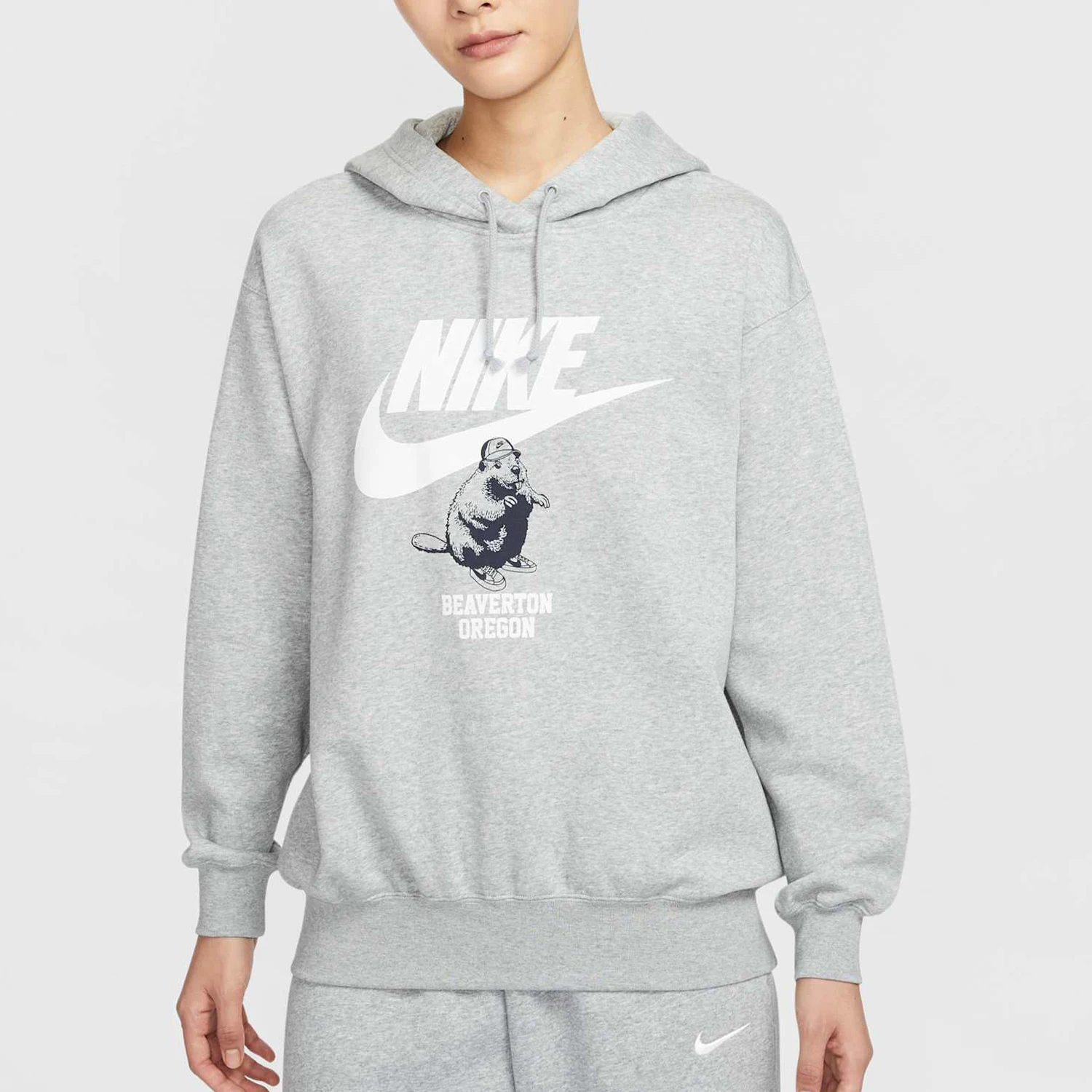 

Официальная аутентичная новая женская модная флисовая свободная толстовка с капюшоном Nike с модным принтом HV1745-063