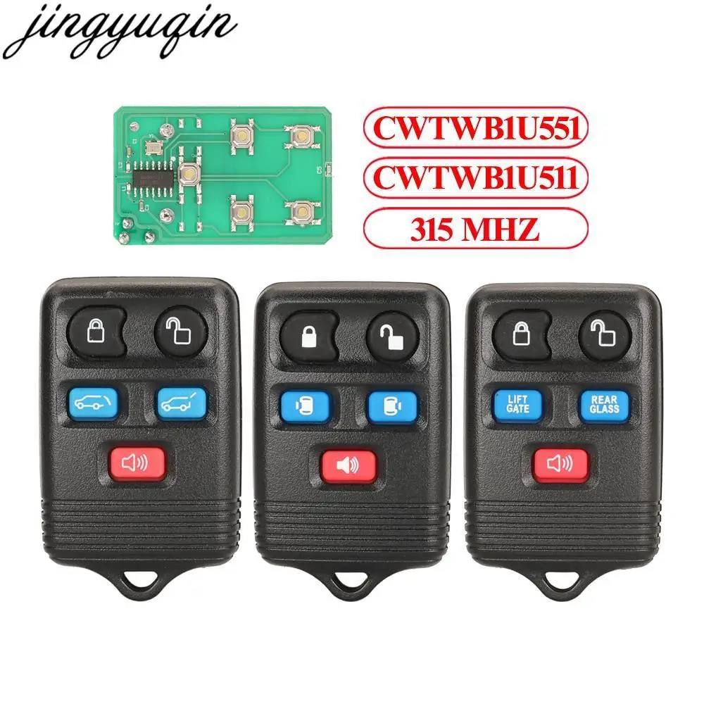 

Jingyuqin 10pcs 5 Buttons Remote Car Key Alarm 315Mhz For Ford E150 E250 F-150 Focus Escape Kuga Mustang CWTWB1U551/CWTWB1U511