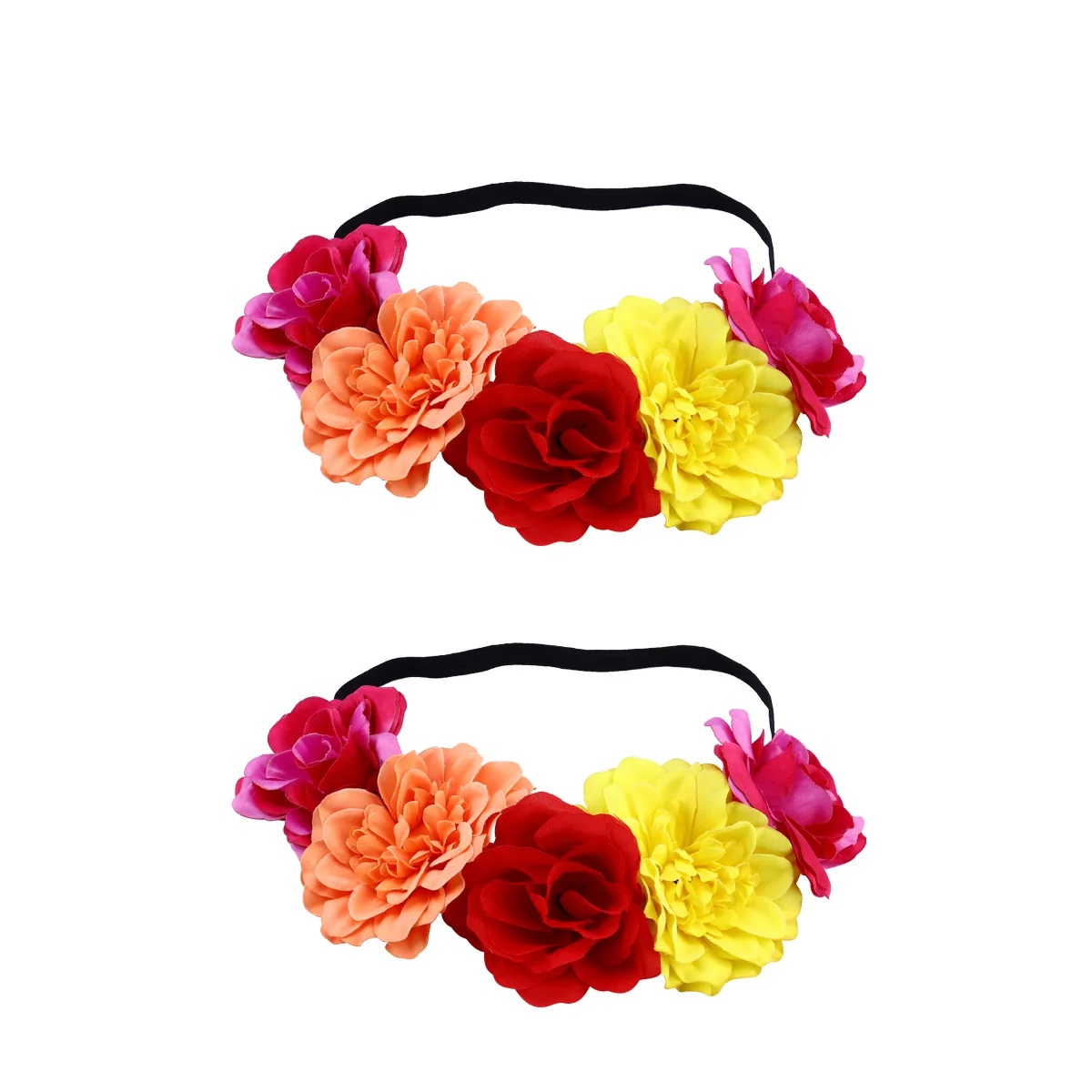 

2Pcs Floral Headpiece Adjustable Artificial Rose Hair Hoop Suitable for Women Halloween Cosplay Costume Wedding Party