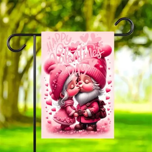 

Садовый флаг Valentine Pink Gnomes, 12x18 дюймов, толстый полиэстер из мешковины, двусторонний