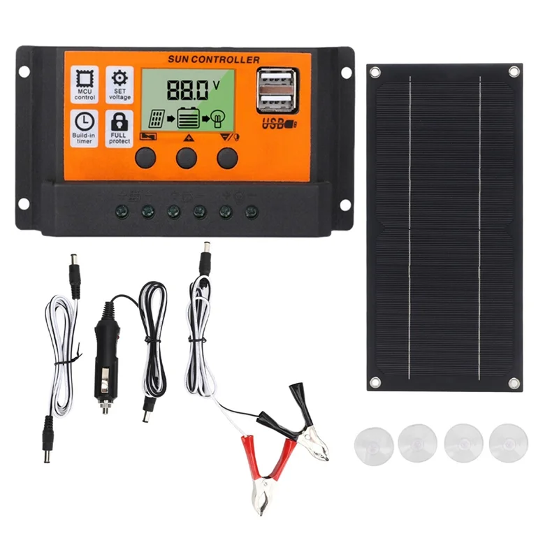 

A37T-600W Solar Panel Kit With 100A 18V Charge Controller Solar Charging For Outdoor RV Camping Boat Trailer System