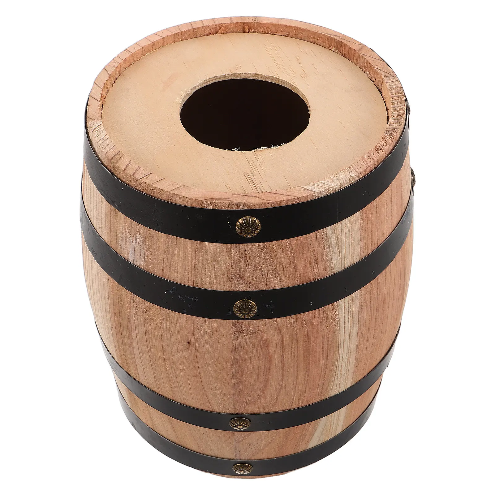 20Cm Wooden Wine Barrel Planter Vintage Rustic Flower Holder Farmhouse Tabletop Wedding Centerpiece Outdoor Planter Box Large