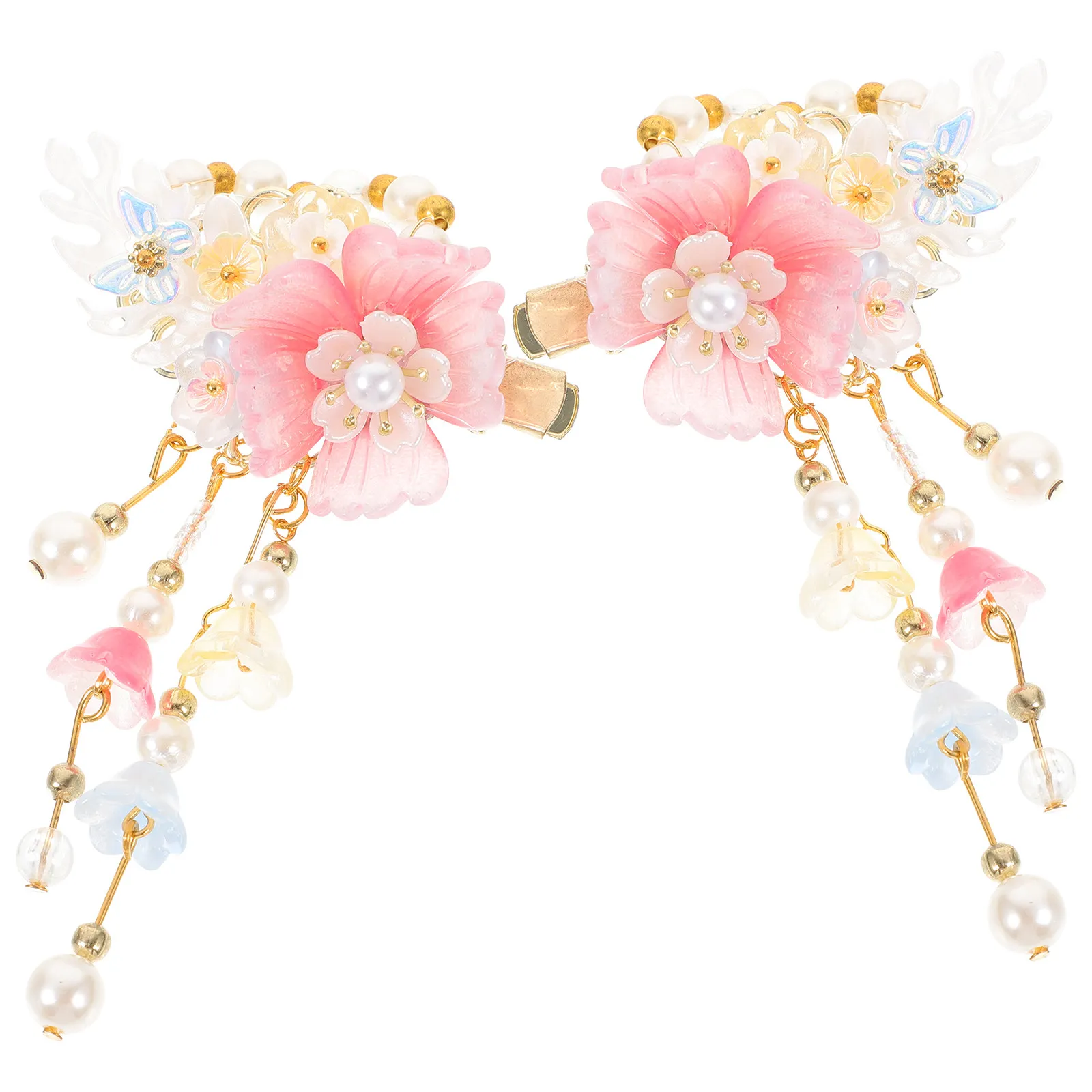 

1 Pair Hanfu Hair Barrettes Chinese Flower Tassel Hair Clips Wedding Accessories for Women Barrettes for Women