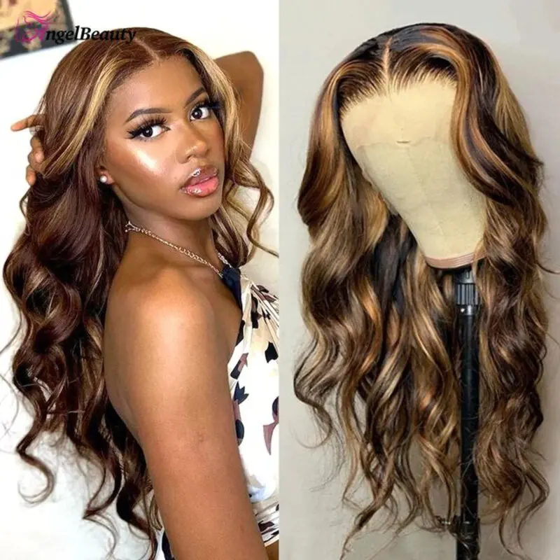 13x4 Body Wave Frontal Wigs Human Hair 250% Density 4/27 Colored Honey Blonde Lace Front Wig for Women 32 Inch Honey Wigs