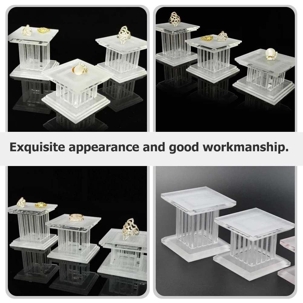 

3pcs Acrylic Display Stand Jewelry Rack Roman Pillar Shape Multi-Use Collection Holder Figurines Cupcakes Crafts Organizers