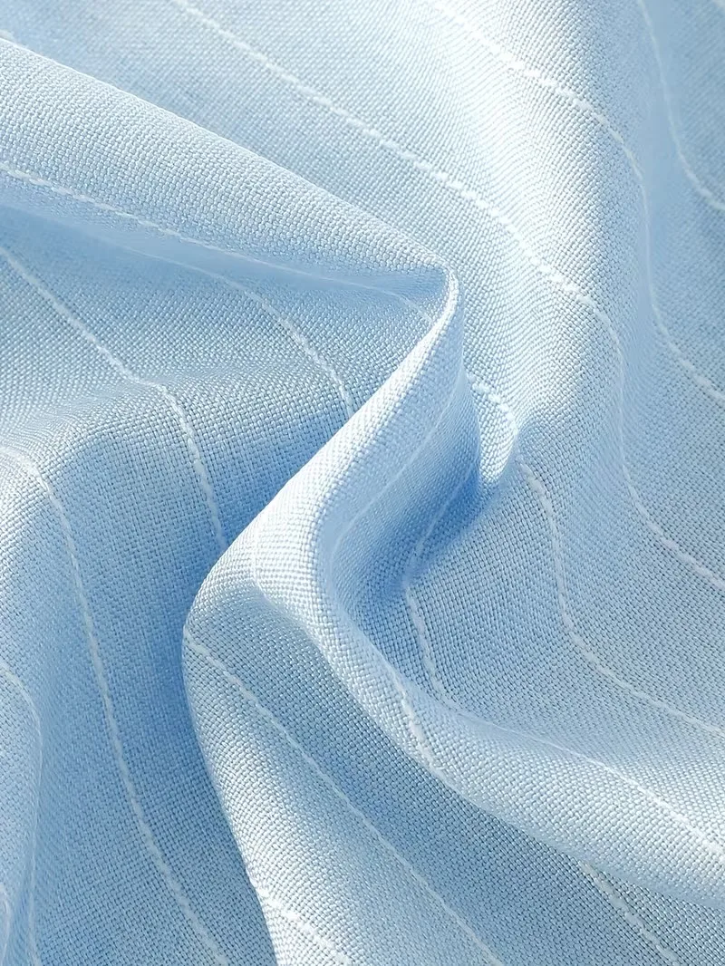 2-teiliges hellblaues Outfit für Mädchen, Weste mit V-Ausschnitt und Knöpfen, Oberteil und Hose mit hoher Taille und weitem Bein, lässiges Urlaubsset für Kinder – Detail 4