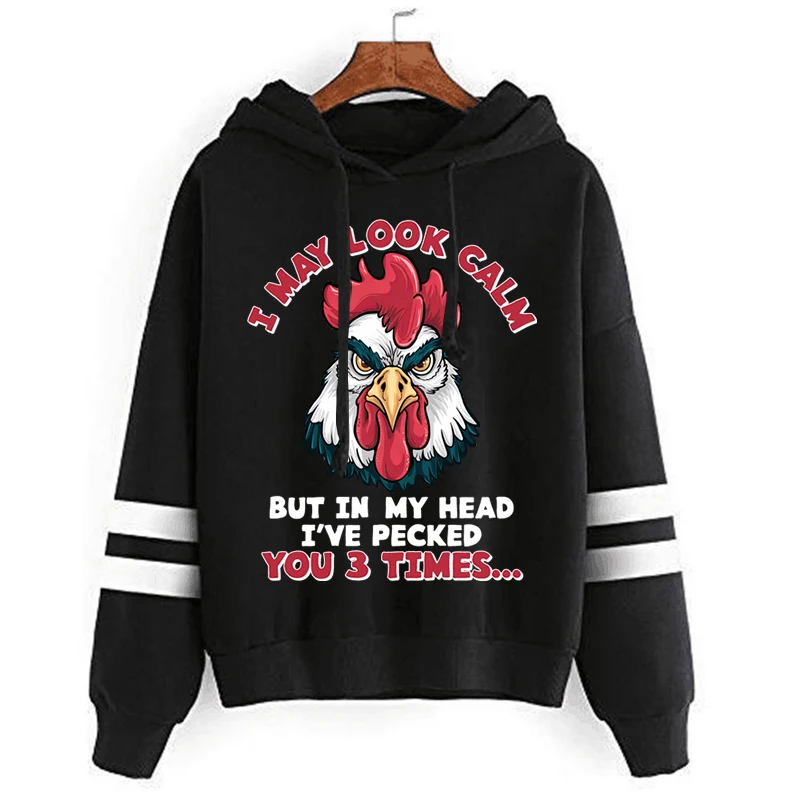 

Funny Angry Rooster Quote Hoodies Women Sweatshirt I May Look Calm Print Women Casual High Street Tracksuit Fleece Sweatshirts