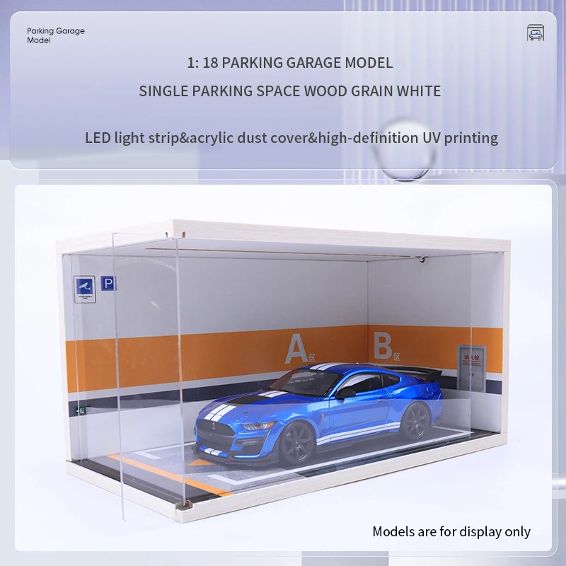 Acrylic Dustproof Display Cabinet, Car Model Parking Lot, Simulated Garage Storage Box, 1: 18