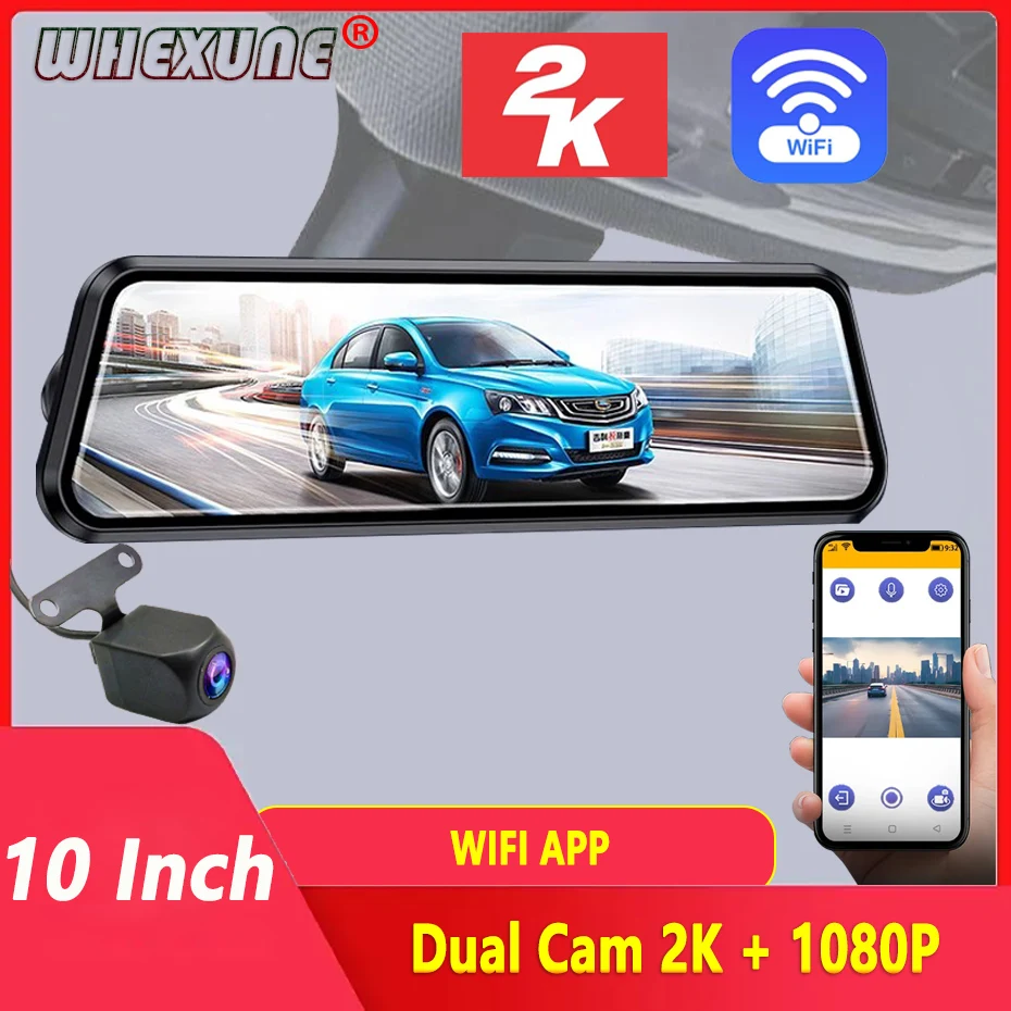 

10 Inch IPS Car DVR Dual Lens 2K UHD Dash Cam WIFI Car Video Driving Recorder 24H-Video Parking Monitor Black Box Car Assecories