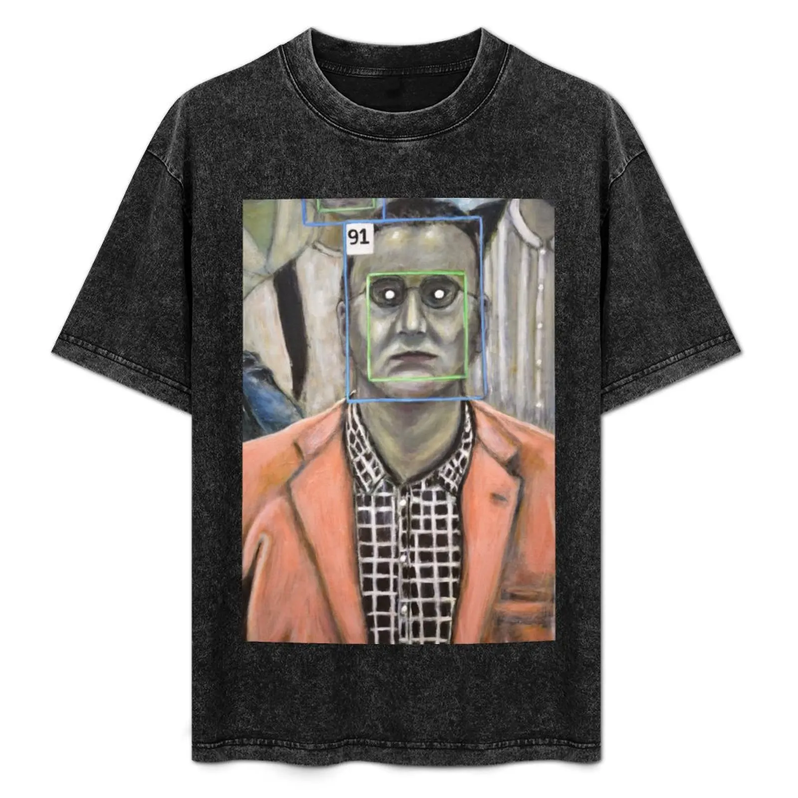 

Original ID Facial Recognition Surreal Painting T-Shirt Work Utility Short Sleeve Shirt