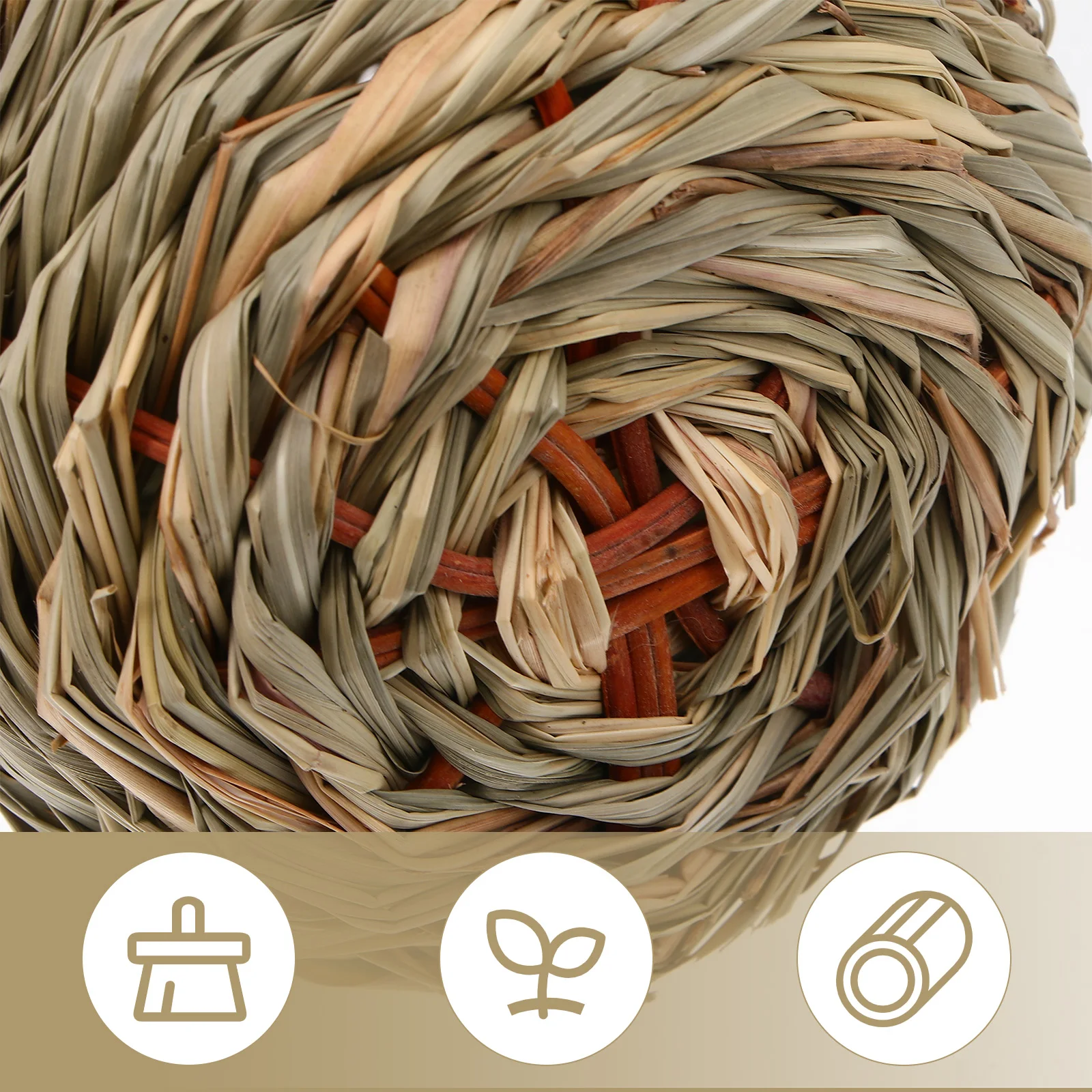

2pcs Durable Straw Birdhouse Eco-Friendly Grass Handwoven Bird Nest For Hummingbirds Hanging Simulation Shelter Strong Rope