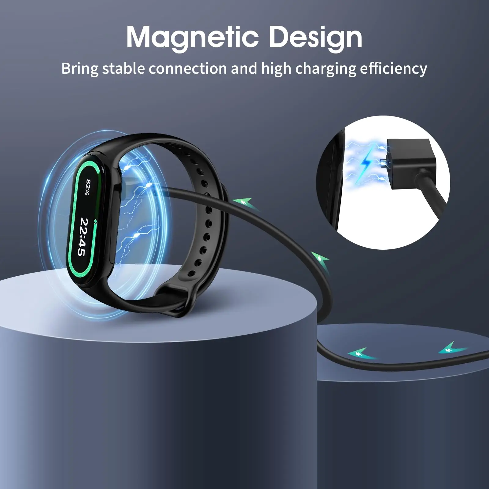 Pengisi daya USB magnetik aktif, dudukan pengisi daya untuk Xiaomi Smart Band 9/Band 8 Pro/aktif/Redmi Watch 4/3