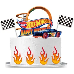 Hot wheels Fire Car Cake Topper Race Car Happy Birthday Party Supplies for Boys Gifts Baby Shower Party Favors Table Decorations