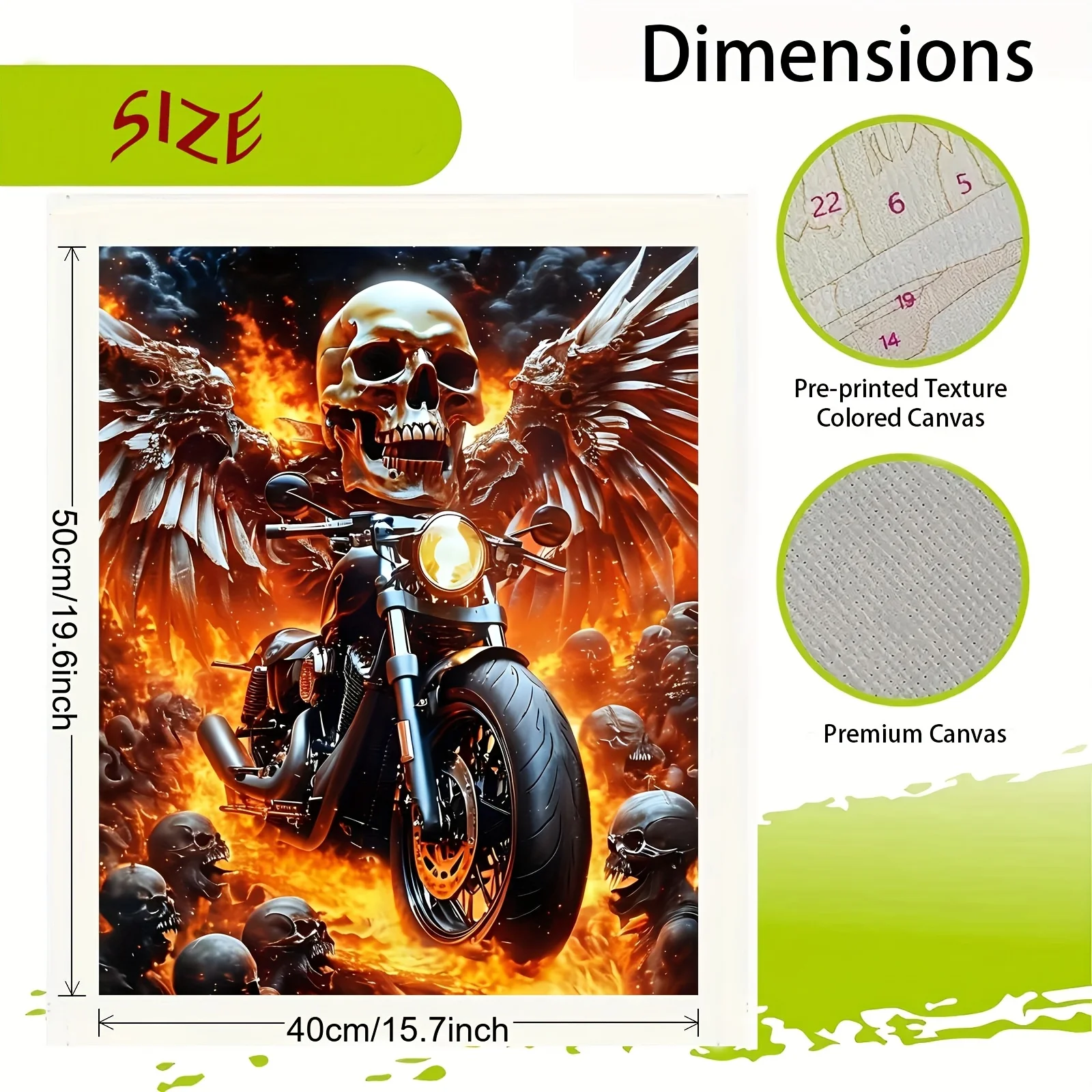 [2D Flat Frameless][Professional Art Use] 1 Set Beginner Acrylic Number Painting Kit, Including Acrylic Paints, Canvas, 3pcs Bru
