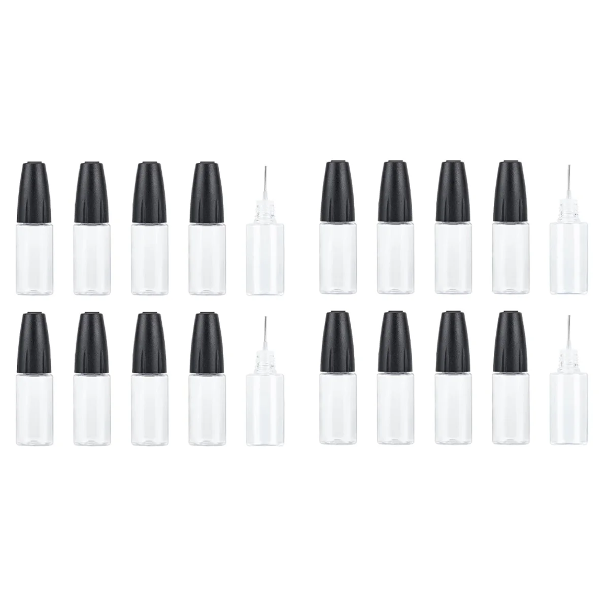 20Pcs Precision Tip Applicator Bottles, 10Ml/0.34Oz Dispensing Needle Bottle PET Empty Glue Bottle with Sealing Cap