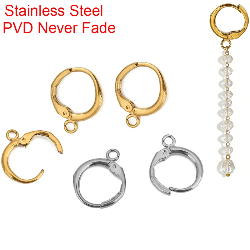 10pcs 12mm Hypoallergenic Earrings Hooks Clasps PVD Never Fade Stainless Steel Earrings Making  Diy Jewelry Accessories Findings view 6