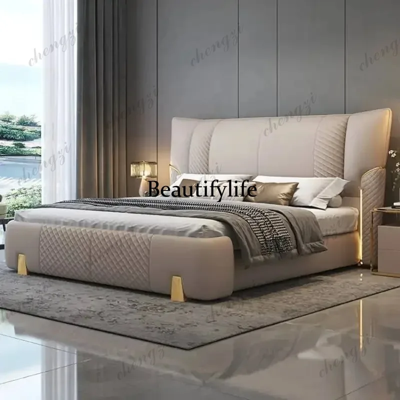 Princess Platform Double Bed Adult Waterproof Storage Bedroom Double Bed Headboards Bedframe Lit 2 Personnes Home
