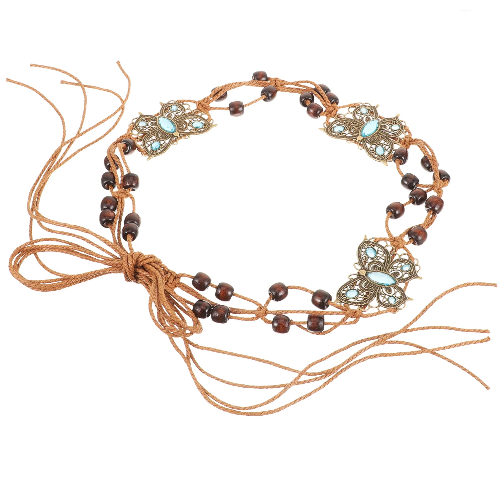 

Bohemian Braid Waist Belt Wax Rope Durable Woven Belt for Women Dress Adjustable Waist Chain Fashion Waistband