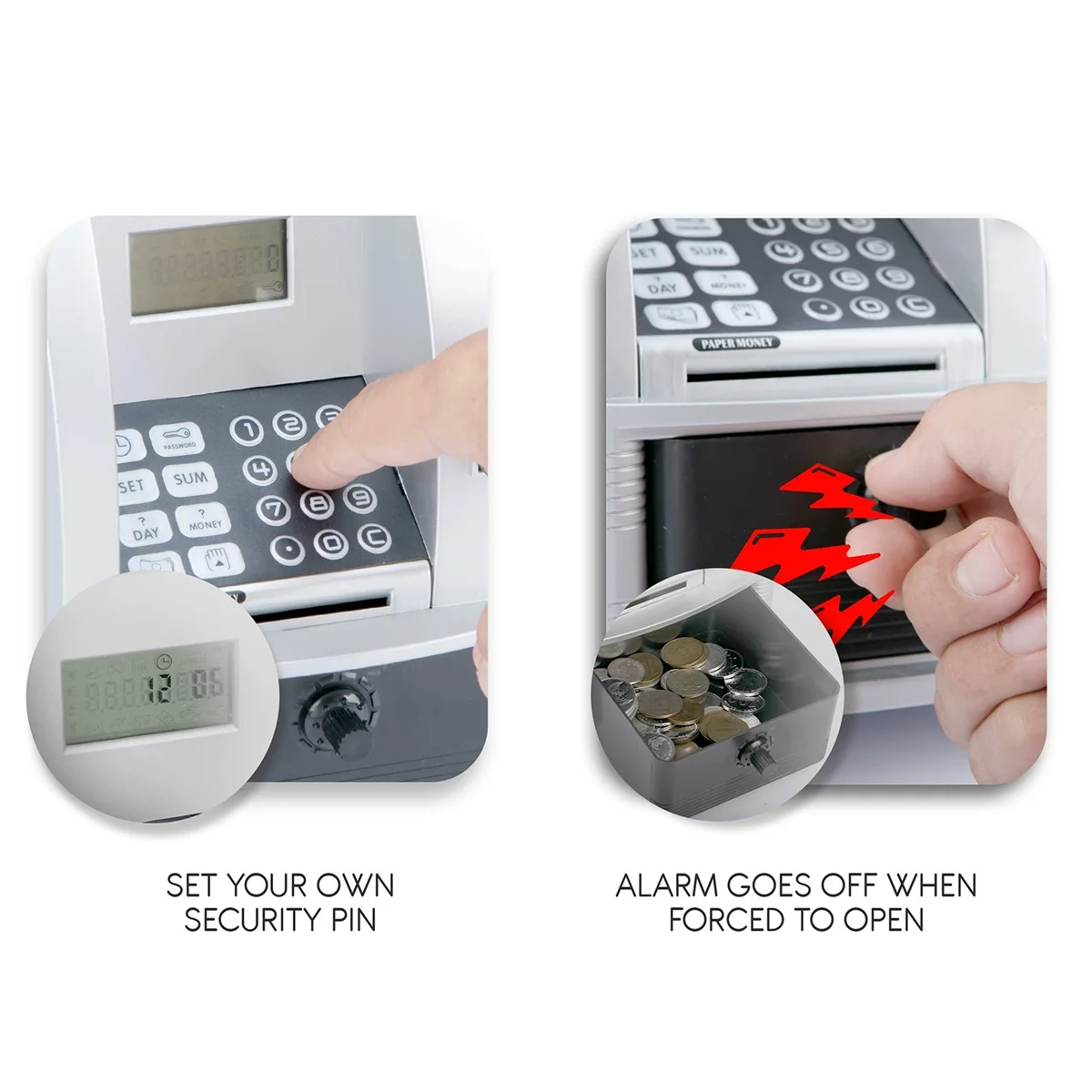 أفضل بنك ATM Piggy Bank للمال، صناديق النقود الورقية الصغيرة، آلة ATM الصوتية لتعليم إدارة المال للأطفال