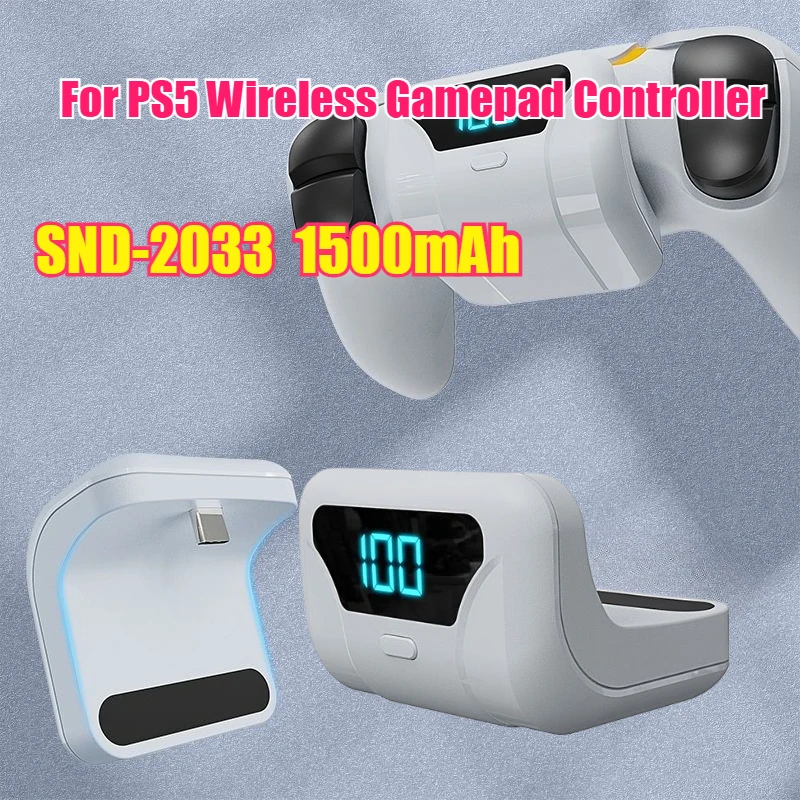 1500mAh Battery Pack  for PS5 Wireless Gamepad Controller Back Clip Battery Pack Portable Portable with Digital Display