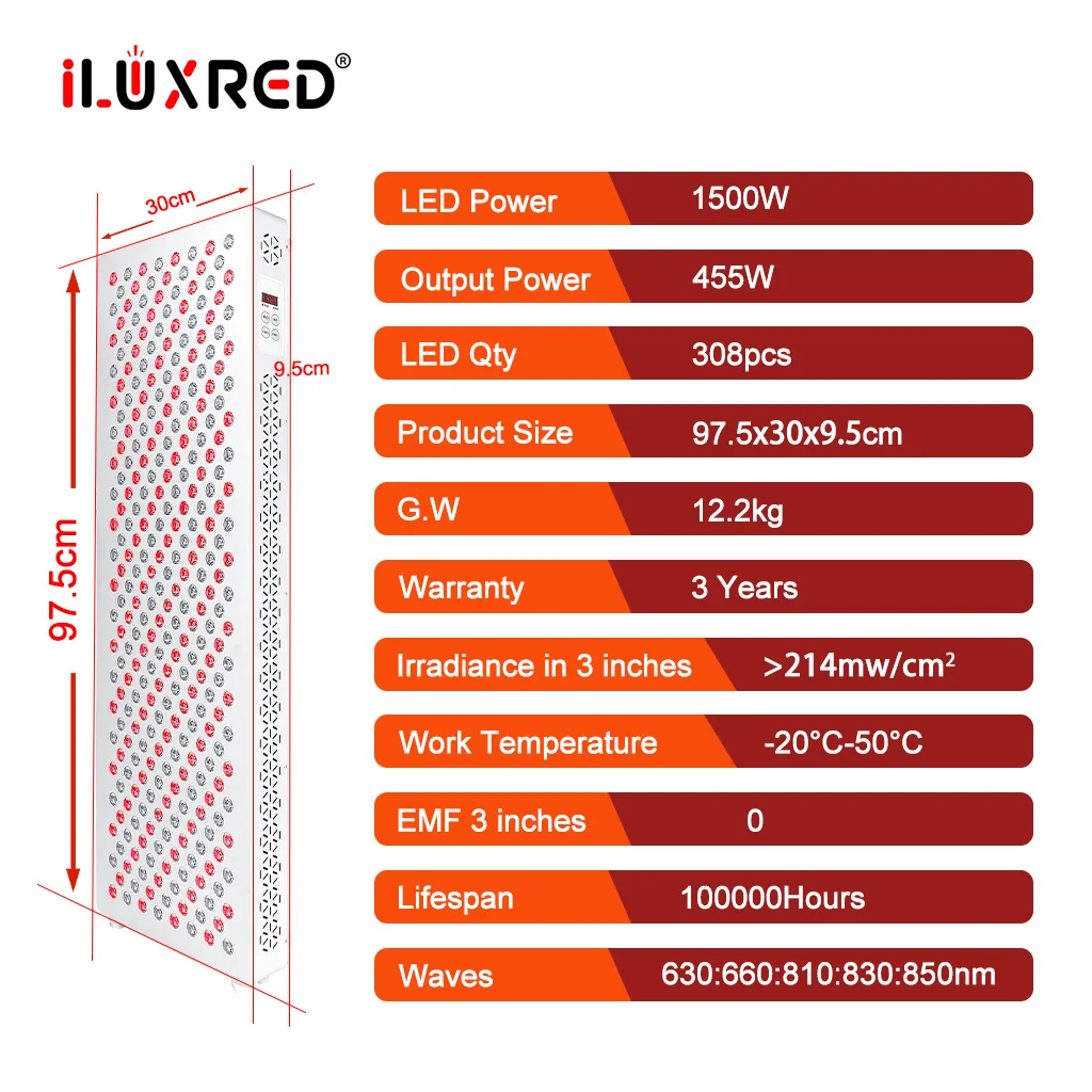 High Irradiance Full Body Red Light Therapy Bed Panel Led Infrared Dual Chip 660nm 850nm Horizontal Mount Device