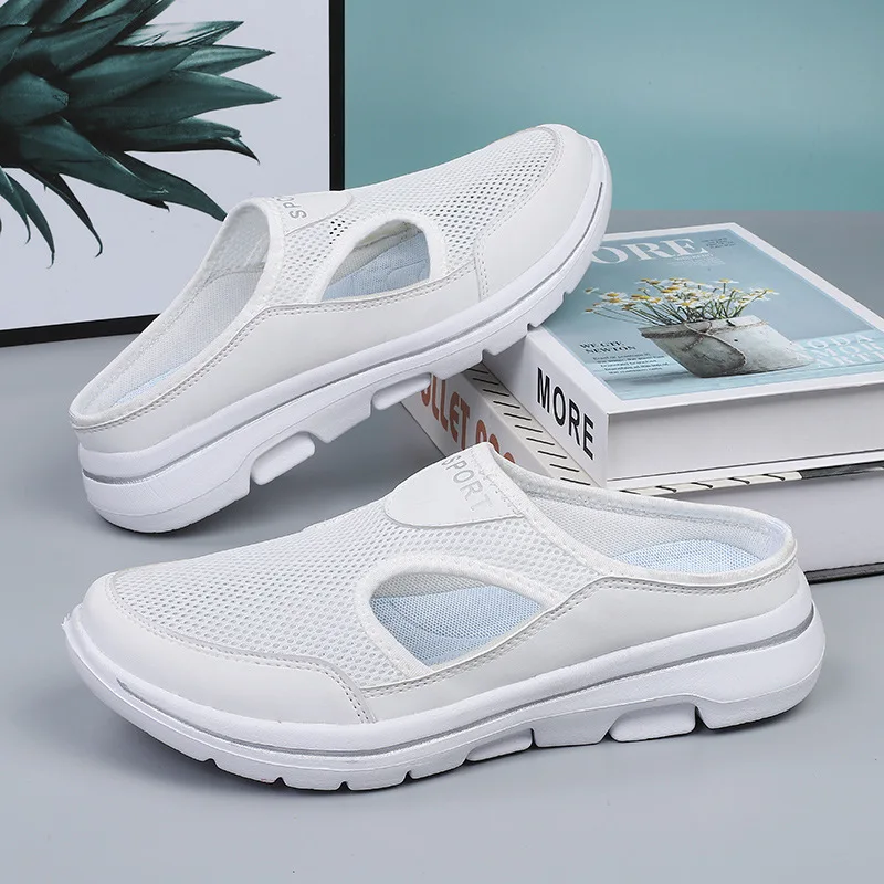 Slippers Vrouwen Zomer Mode Schoenen Voor Vrouwen Mannen Licht Ademend Paar Halve Slippers Outdoor Casual Muiltjes Plus Maat 35-48