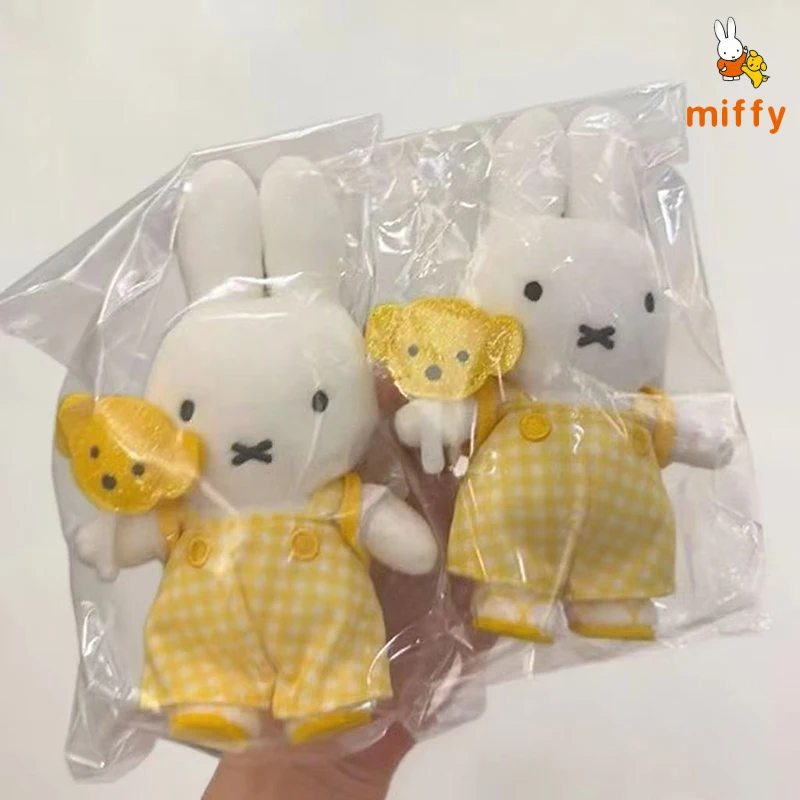 Gelbe Miffy Plüschpuppe, kreativer Cartoon-Rucksack-Anhänger, Kawaii Dopamin, flauschiges Stofftier, Anime-Zubehör, Mädchen, perfektes Geschenk