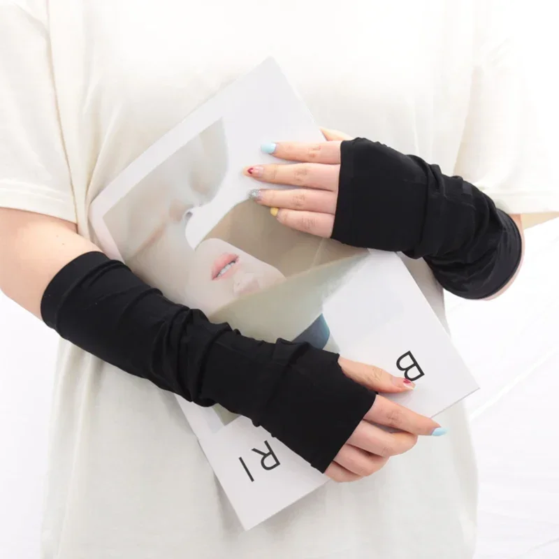 Summer Cool Arm Sleeve Finger Sleeve High Elasticity Outdoor Cycling Fingerless Fishing Sleeves Driving