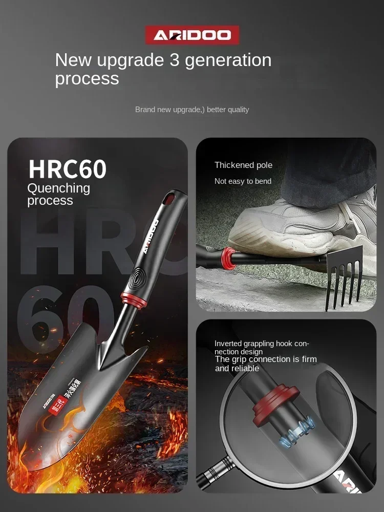 Complete Gardening Set - 3pcs Hand Shovel, Spade and Rake Kit for Indoor and Outdoor Use