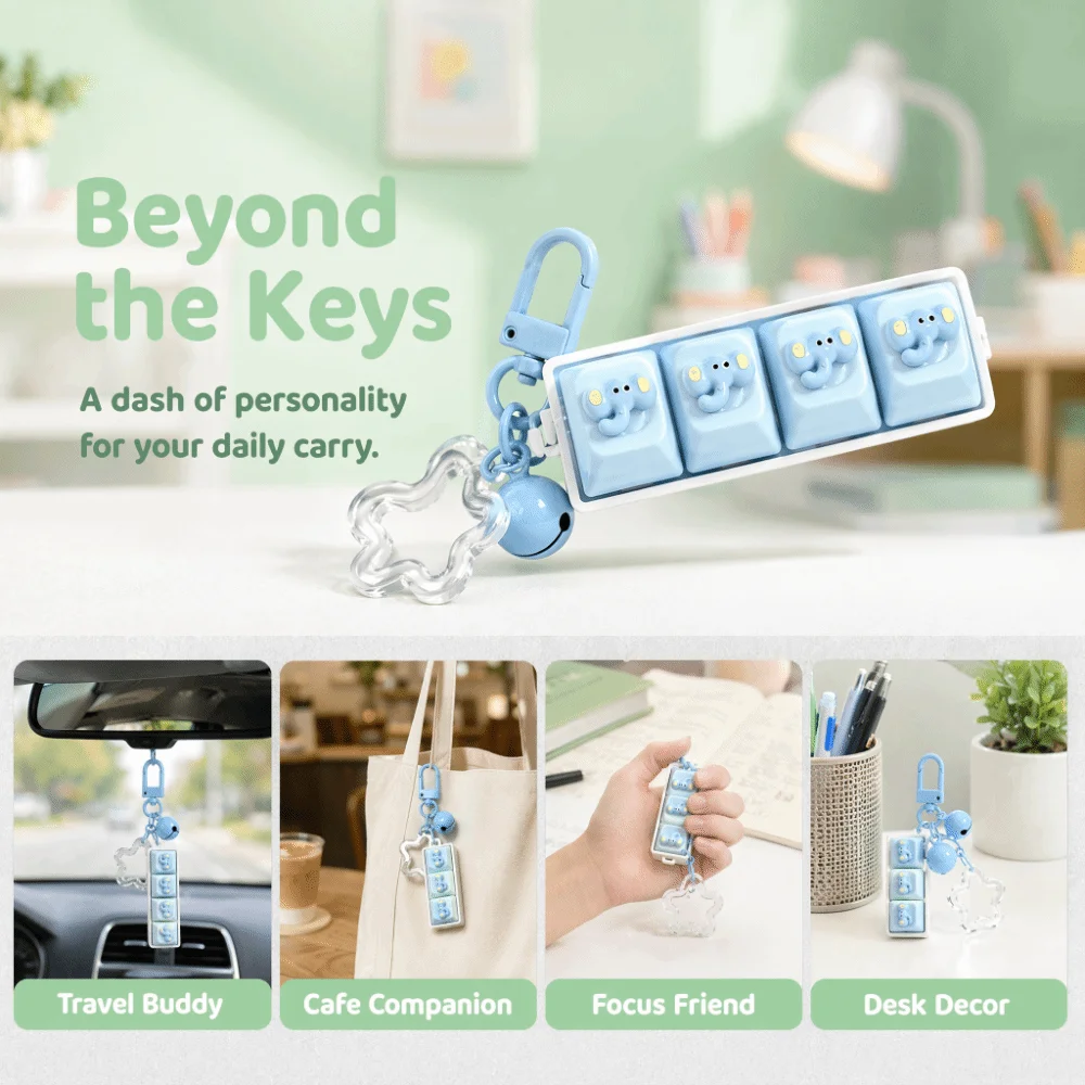 Click Button Fingertip Button Keychain ABS Trinket Mechanical Switch Keychain Without LED Light Funny Keyboard Key Cap Pendant