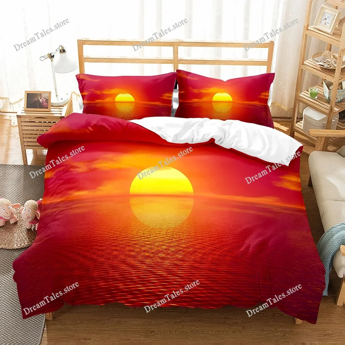 

Duvet Cover Set Sun Pattern Double Single Full Size Bohemian Style Bedding Set for Teens Adults Bedroom Decor with Pillowcase